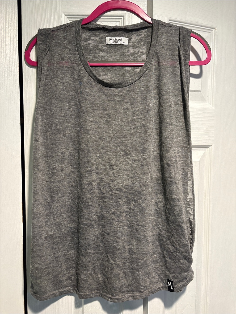 Michael Lauren Gray Scoop Neck Lightweight Tank